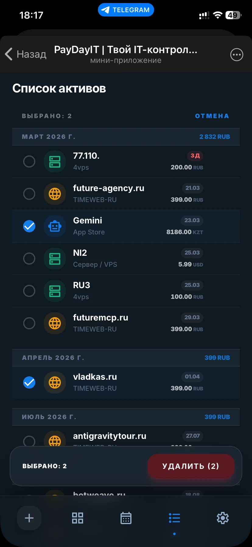 Список активов